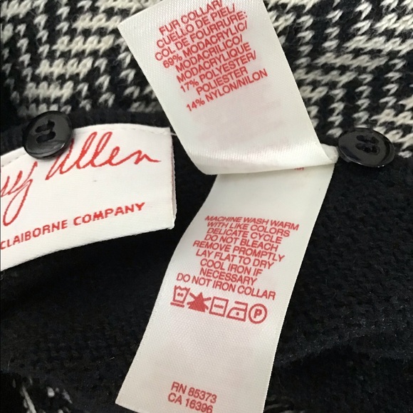 Black & White Fair Isle Zip Fur Collar Cardigan - Picture 7 of 14